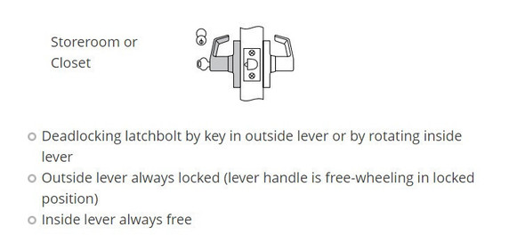 Corbin Russwin CL3857 NZD 606 M08 Grade 2 Storeroom or Closet Cylindrical Lever Lock, Accepts Small Format IC Core (SFIC), Satin Brass Finish