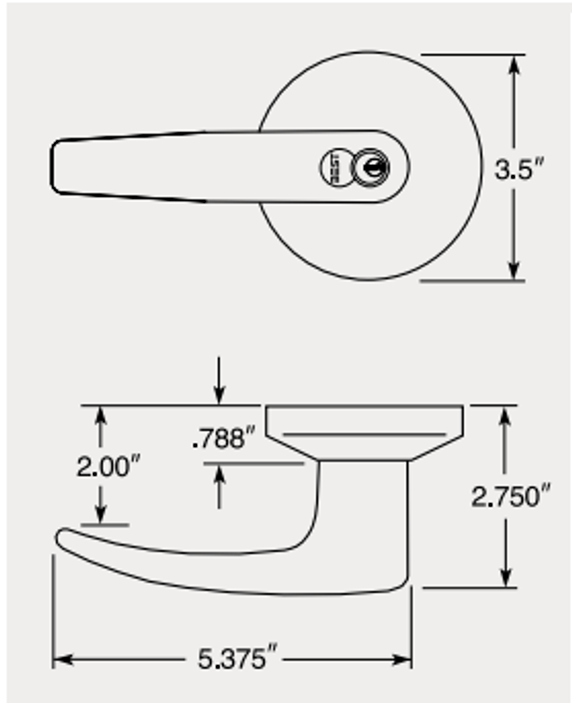 BEST 9K37YD16DSTK Grade 1 Exit Cylindrical Lever Lock