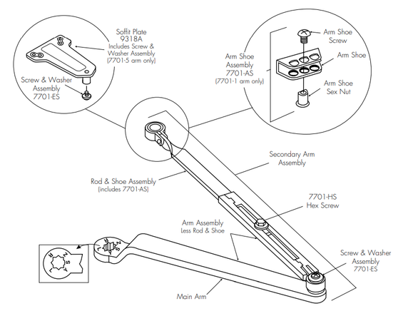 Norton 9303BC x 9318A 693 Door Closer, Regular Arm w/ Parallel Bracket and Shoe, Black Painted Finish