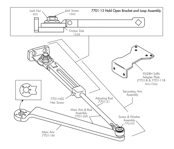 Norton 9303BCH x 9328H 690 Door Closer, Regular Hold Open Arm w/ Parallel Bracket and Shoe, Dark Bronze Painted Finish