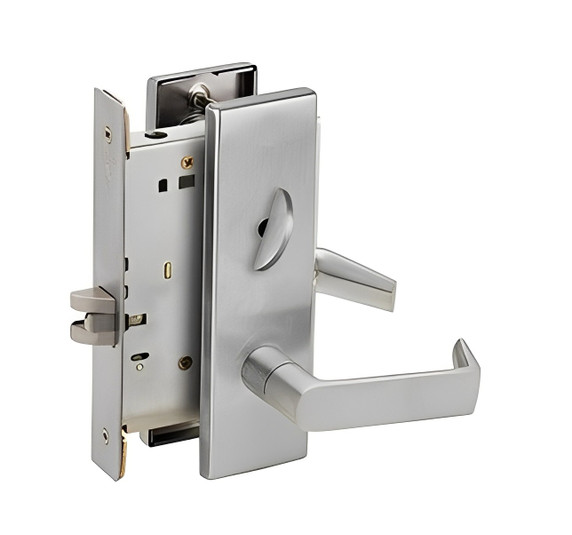 Schlage L9040 06N Mortise Bath/bedroom privacy lock, w/ 06 Lever and N Escutcheon