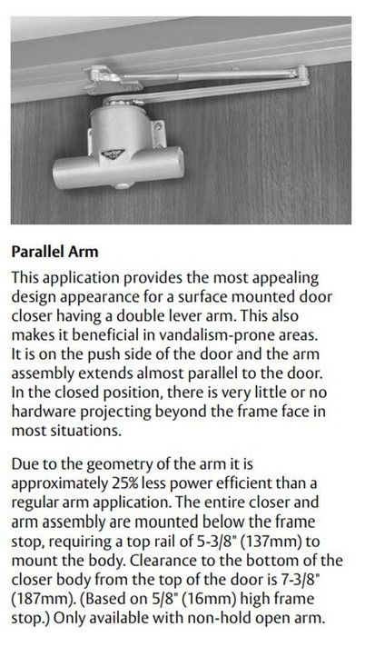 Norton 78B/D-PA Traditional Door Closer, Parallel Arm