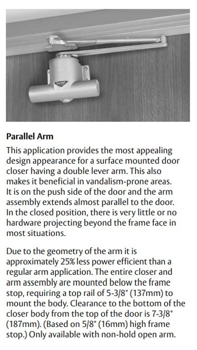 Norton 78E/F-PA Traditional Door Closer, Parallel Arm