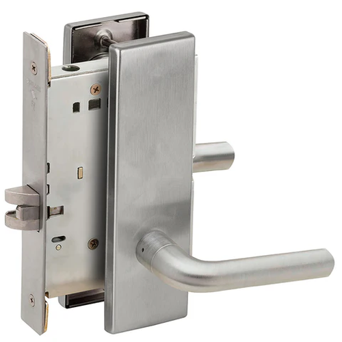 Schlage L9010 02N Mortise Passage Lock, w/ 02 Lever and N Escutcheon