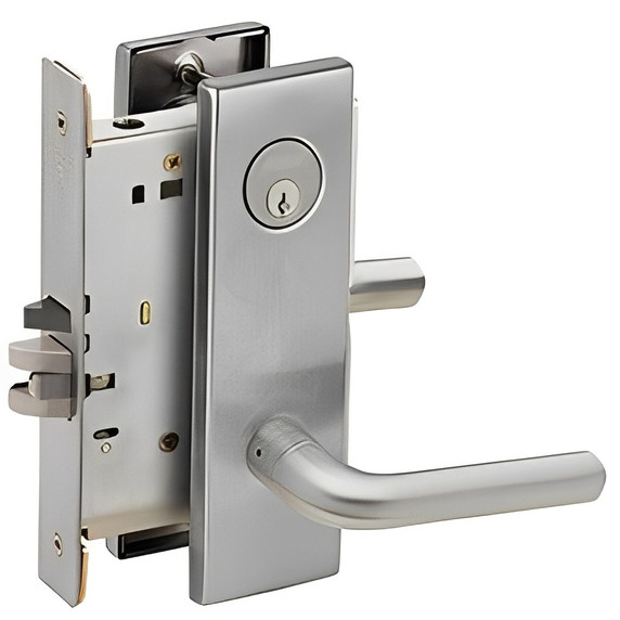 Schlage L9060P 02N Apartment Entrance Mortise Lock, w/ 02 Lever and N Escutcheon