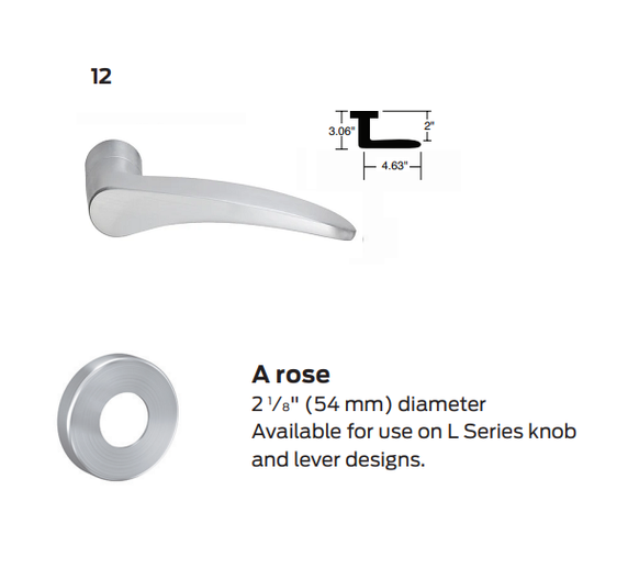 Schlage L9010 12A Mortise Passage Lock, w/ 12 Lever and A Rose
