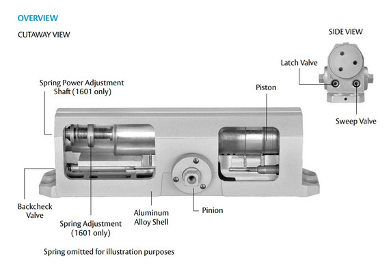 Norton 1603BC Size 3 Aluminum Storefront Door Closer, Regular Arm