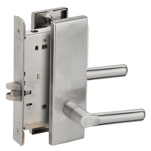 Schlage L9010 18N 626 Mortise Passage Lock, w/ 18 Lever and N Escutcheon, Satin Chrome Finish