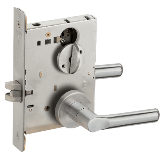 Schlage L9040 18A 626 Mortise Bath/Bedroom Privacy Lock, w/ 18 Lever and A Rose, Satin Chrome Finish