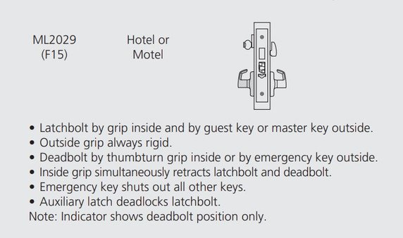 Corbin Russwin ML2029 NSA Hotel or Motel Mortise Lock