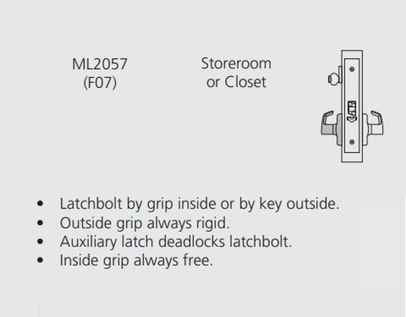 Corbin Russwin ML2057 NSM Storeroom or Closet Mortise Lock