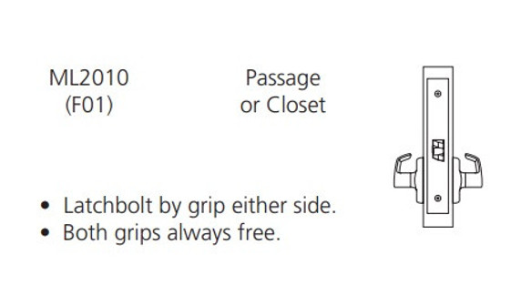 Corbin Russwin ML2010 ASA Passage or Closet Mortise Lock