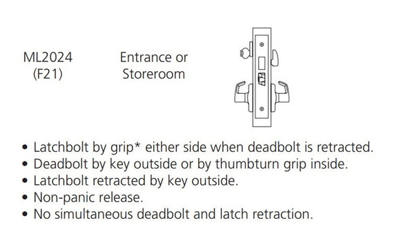 Corbin Russwin ML2024 ASA Entrance or Storeroom Mortise Lock