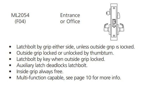 Corbin Russwin ML2054 PSA Entrance or Office Mortise Lock