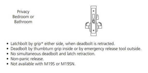 Corbin Russwin ML2020 CSM Privacy Bedroom or Bathroom Mortise Lock