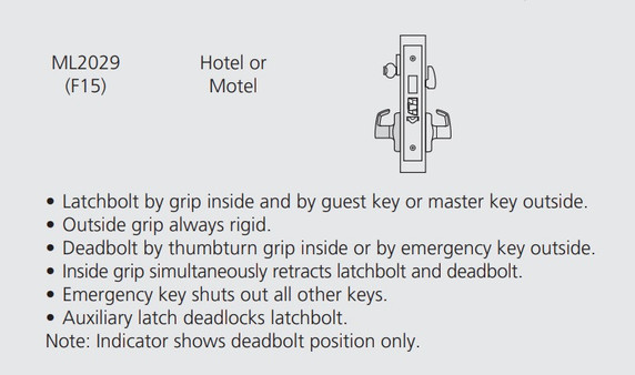 Corbin Russwin ML2029 CSA Hotel or Motel Mortise Lock