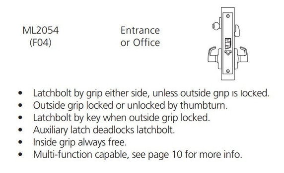 Corbin Russwin ML2054 CSA Entrance or Office Mortise Lock