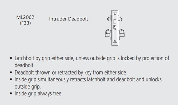 Corbin Russwin ML2062 CSA Intruder Deadbolt Mortise Lock
