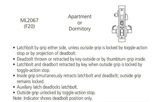 Corbin Russwin ML2067 CSA Apartment or Dormitory Mortise Lock