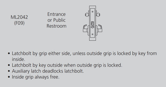 Corbin Russwin ML2042 LSA Entrance or Public Restroom Mortise Lock