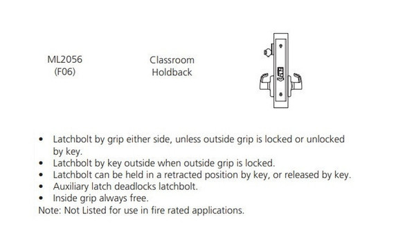 Corbin Russwin ML2056 LSA Classroom Holdback Mortise Lock
