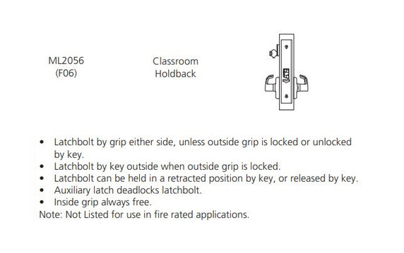 Corbin Russwin ML2056 LSA Classroom Holdback Mortise Lock