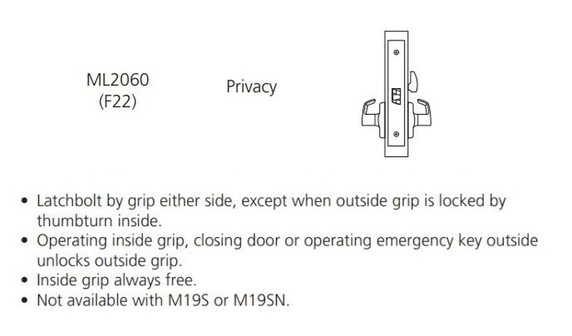 Corbin Russwin ML2060 LSA Privacy Mortise Lock