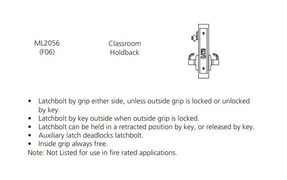 Corbin Russwin ML2056 RSA Classroom Holdback Mortise Lock