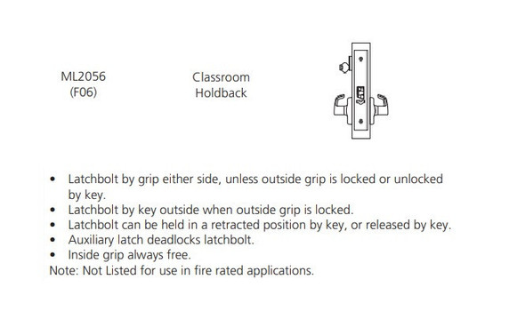 Corbin Russwin ML2056 DSA Classroom Holdback Mortise Lock