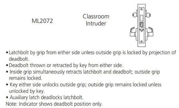 Corbin Russwin ML2072 DSA Classroom Intruder Mortise Lock