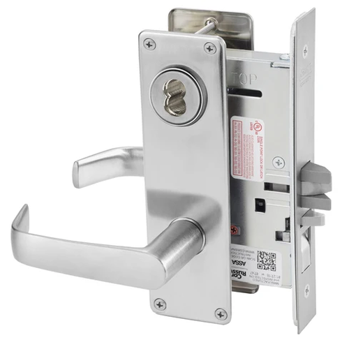 Corbin Russwin ML2051 NSN 626 CL6 Entrance or Office Mortise Lock, Accepts Large Format IC Core (LFIC), Satin Chrome Finish