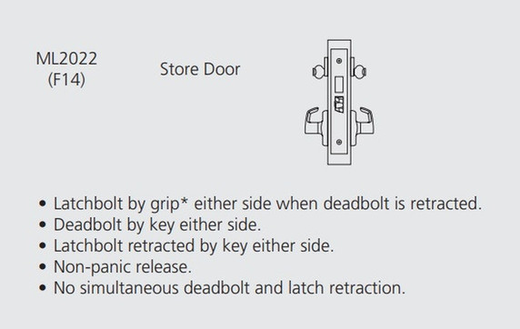 Corbin Russwin ML2022 NSA 626 CL6 Store Door Mortise Lock, Accepts Large Format IC Core (LFIC), Satin Chrome Finish