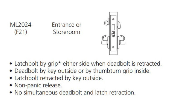 Corbin Russwin ML2024 NSM 626 CL6 Entrance or Storeroom Mortise Lock, Accepts Large Format IC Core (LFIC), Satin Chrome Finish