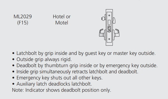 Corbin Russwin ML2029 ASA 630 CL6 Hotel or Motel Mortise Lock, Accepts Large Format IC Core (LFIC), Satin Stainless Steel Finish