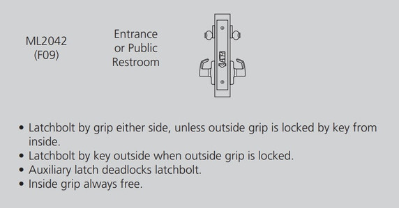 Corbin Russwin ML2042 ASA 630 CL6 Entrance or Public Restroom Mortise Lock, Accepts Large Format IC Core (LFIC), Satin Stainless Steel Finish
