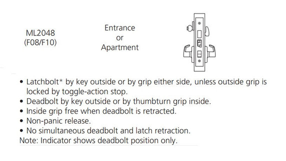 Corbin Russwin ML2048 PSA 626 CL6 Entrance or Apartment Mortise Lock, Accepts Large Format IC Core (LFIC), Satin Chrome Finish