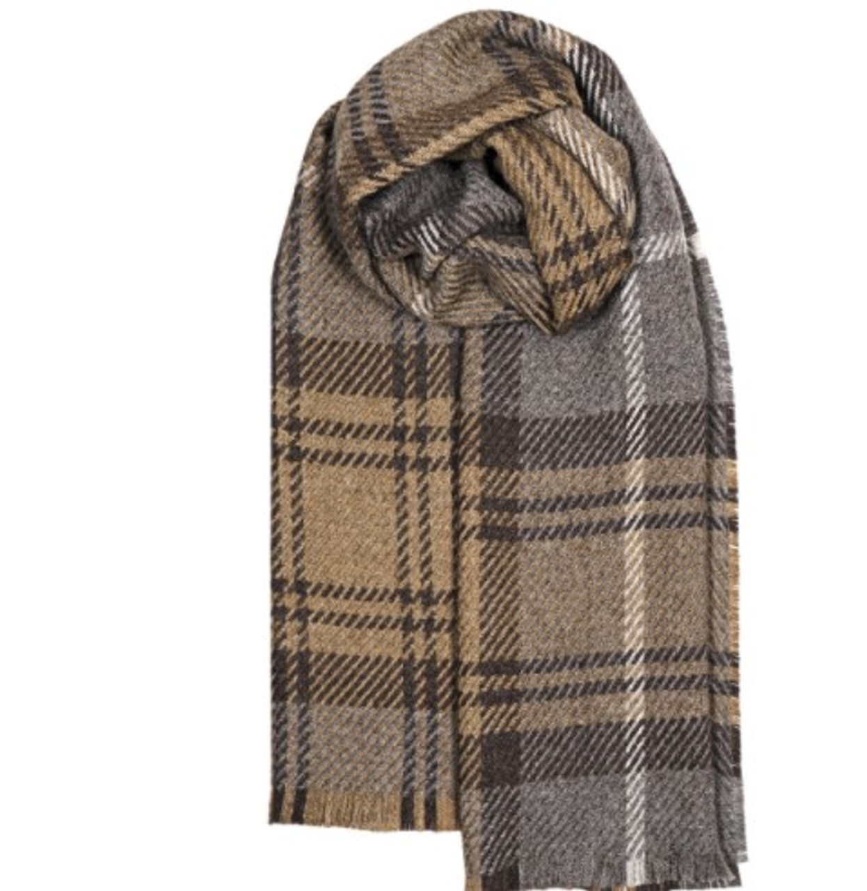 Extra Large Brown plaid Scarf | Scottish Lion