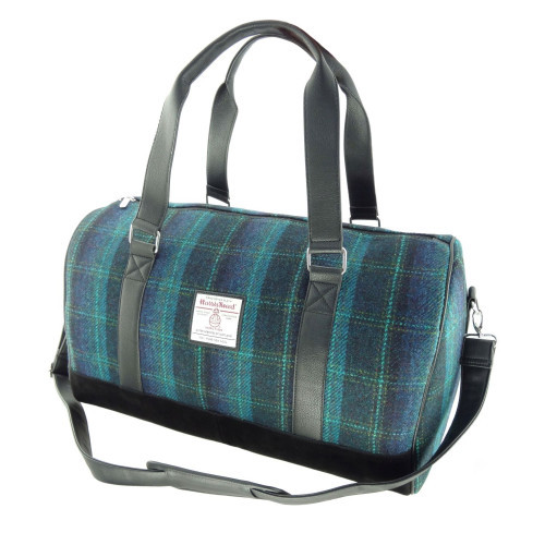 Blue Plaid Harris Tweed Travel Bag | Scottish Lion