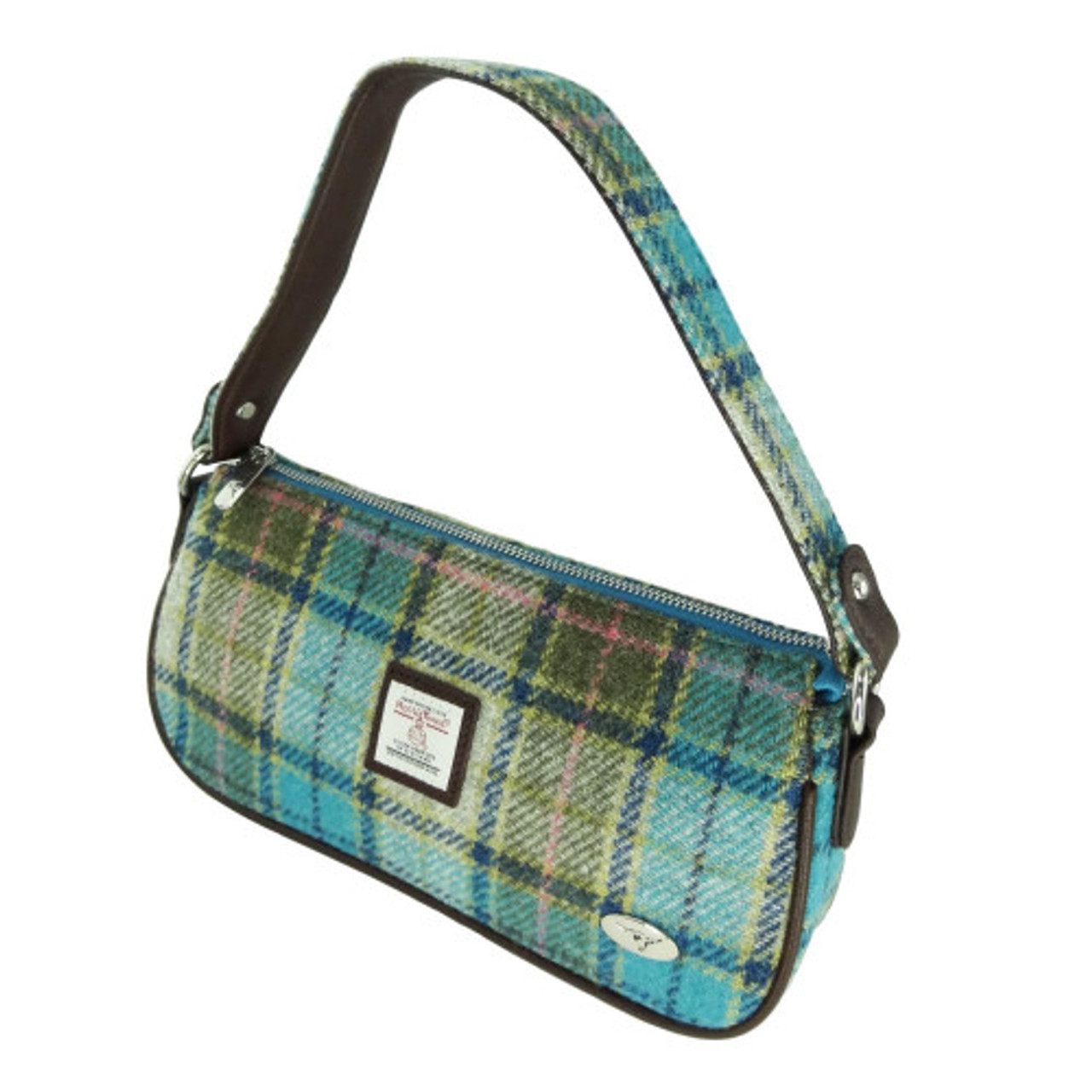 Blue Tartan Clutch Bag Scottish Lion