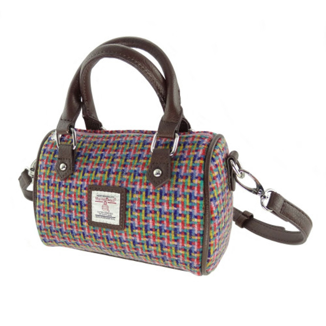 Jazzy Weave Harris Tweed Bowling Bag Purse | Scottish Lion