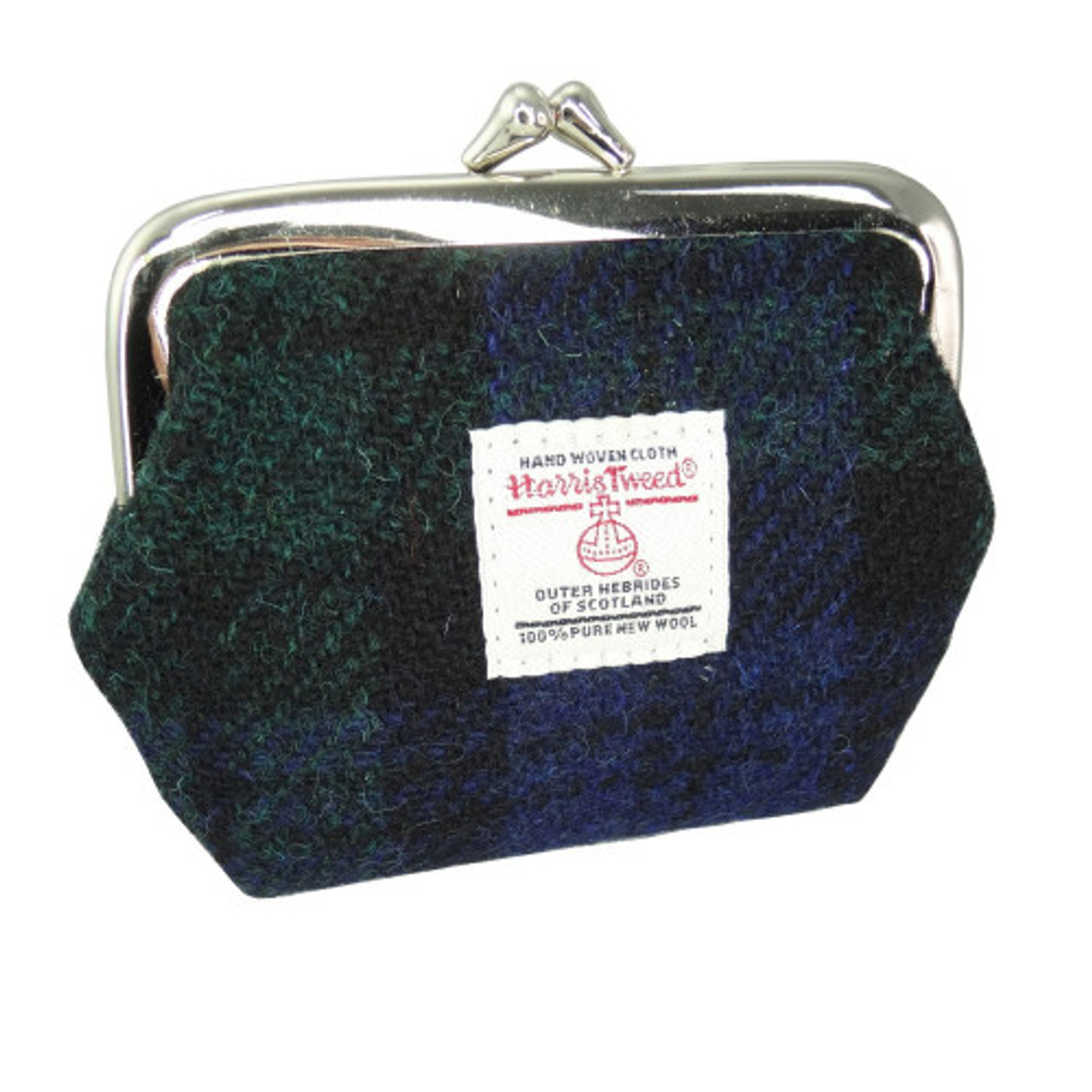 Ladies Harris Tweed Zipped Purse in Grey and Black Tartan | Scottish Lion