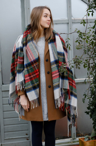 Stewart Dress Silver Tartan Lambswool Serape
