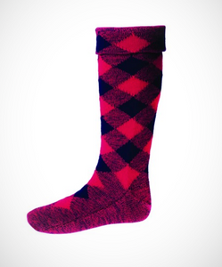 Full Evening Diced Kilt Hose (Tartan Red/Navy)
