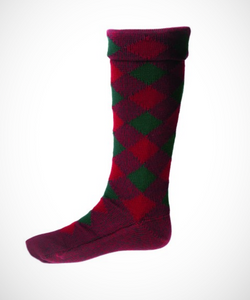 Full Evening Diced Kilt Hose (Burgundy/ Tartan Green) Full Evening Diced Kilt Hose (Burgundy/ Tartan Green)