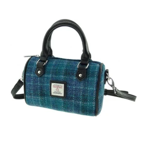 Harris Tweed 'Kilbride' Mini Bowling Bag Purse in Sea Blue Check