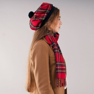 Royal Stewart tartan tam and scarf set Royal Stewart tartan tam and scarf set