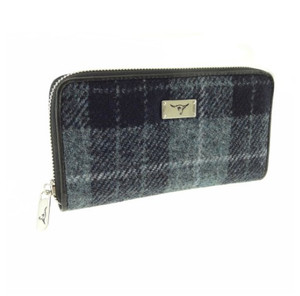 grey tartan zipped purse
