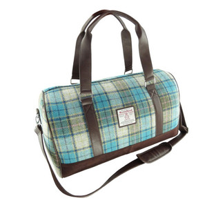 turquoise tartan bag