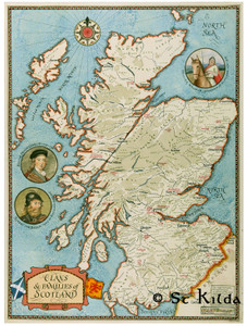 Clan Map of Scotland (size 16.5" x 23.5")