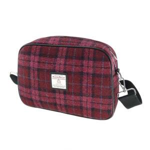 Raspberry check crossbody bag